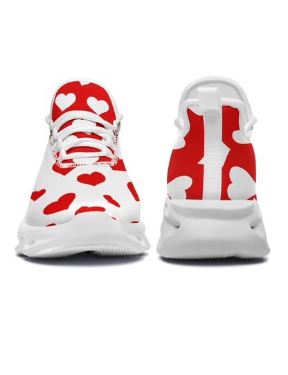 Red & White Heart Print Sneakers