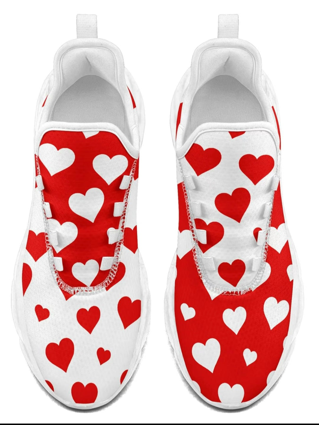 Red & White Heart Print Sneakers